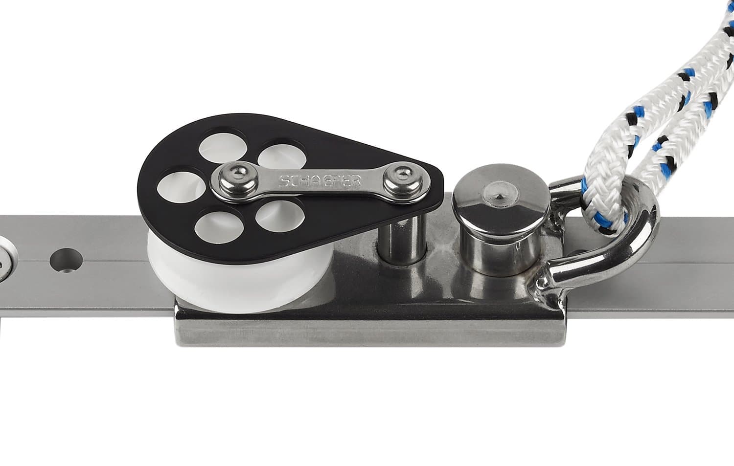 SchaeferMarine 73-37 Jiffy Reef Slide with 7 Series Block and Bail with Polyethelyne Slide Liner for Track Size 1-Inch x 1/8-Inch (25mm x 3mm)