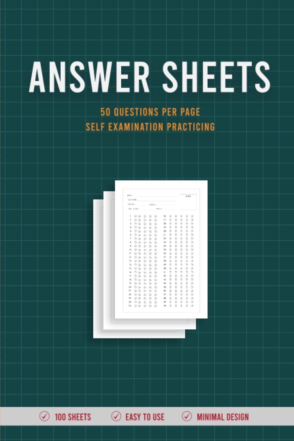 Answer sheets: 50 questions per page, self examination practicing