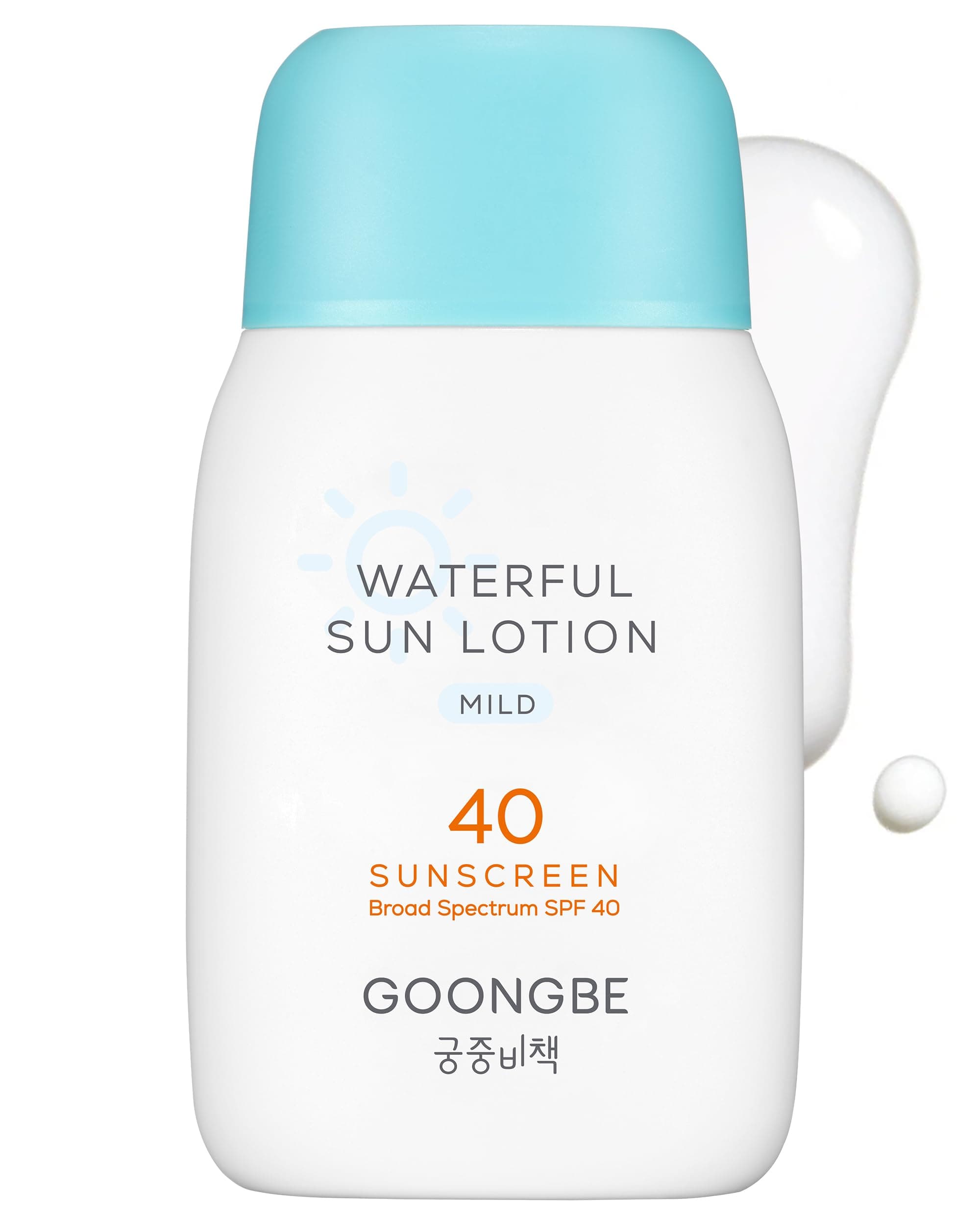 Waterful Sun Lotion Mild SPF 40 - Zinc Oxide Water Resistant Mineral Sunscreen for Babies, Kids & Adults - Hypoallergenic, Vegan, Reef-Safe - Korean Sun Care for Sensitive Skin, 2.82 fl.oz.