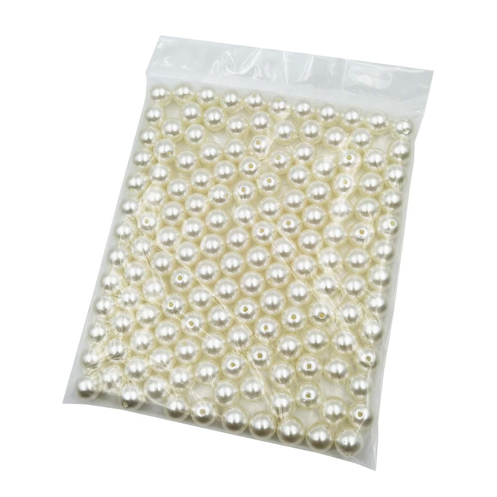 INSPIRELLE 140pcs Big Size 16mm Ivory Art Faux Pearl Beads ABS Round Loose Spacer Beads for DIY Craft Necklaces Bracelets Jewelry Making