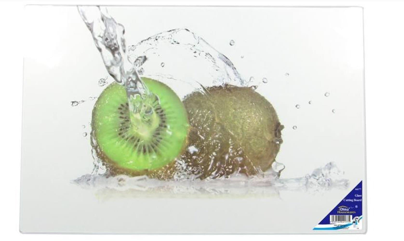 Glass Chopping Cutting Board Worktop Saver Fruit Vegetable Kitchen Food Board - 4 Lovely Designs to choose APPLE, ORANGE,KIWI,LIME (KIWI DESIGN)