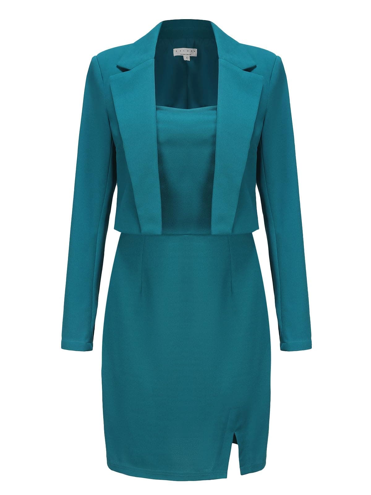 EXLURA Women's Professional Business Lightweight Blazer Dress Suit Sets 2 Piece Work Office Fashion Outfits