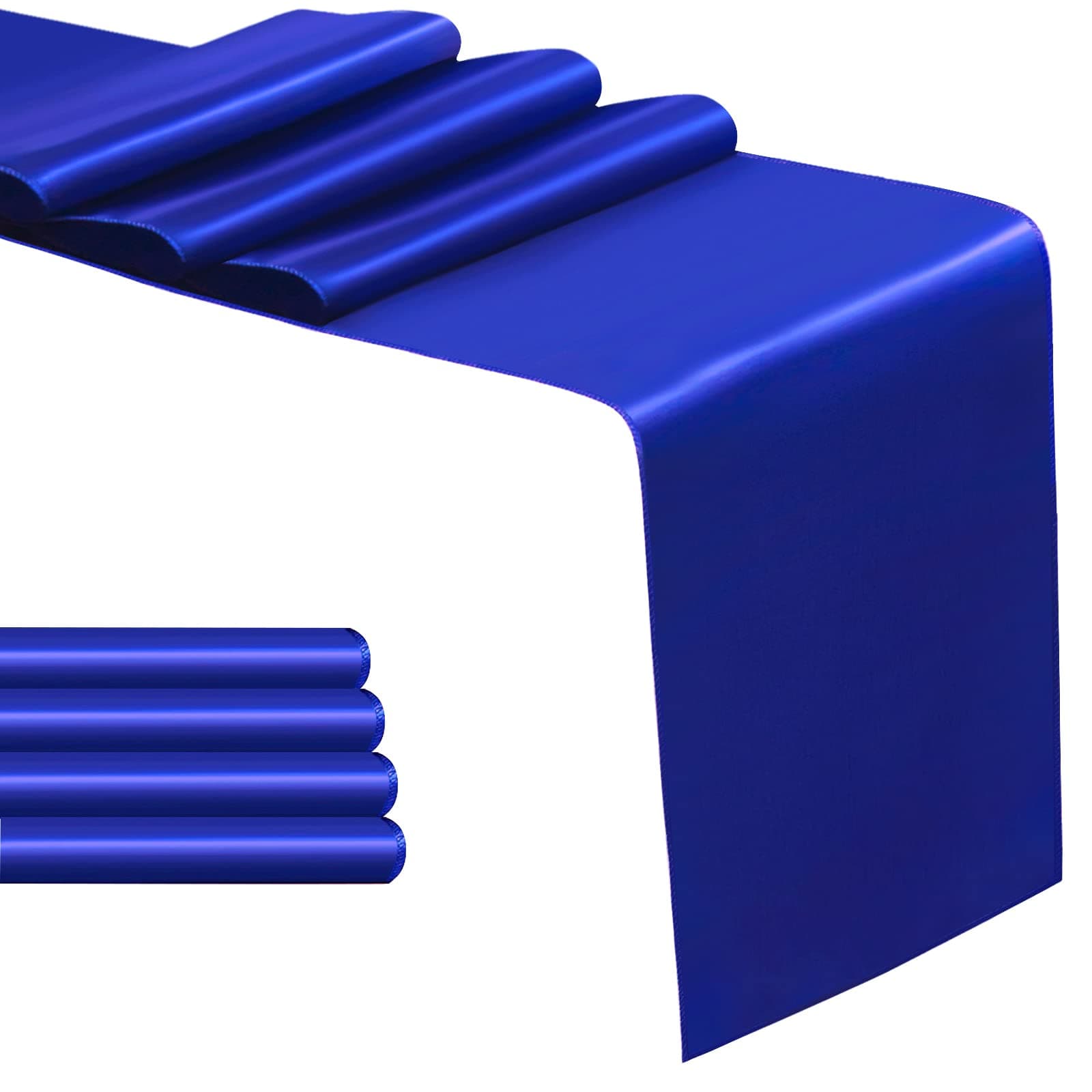 4 Pack Royal Blue Satin Table Runner 12 x 108 Inch Long Table Runners for Wedding Birthday Parties Banquets Graduations Engagements