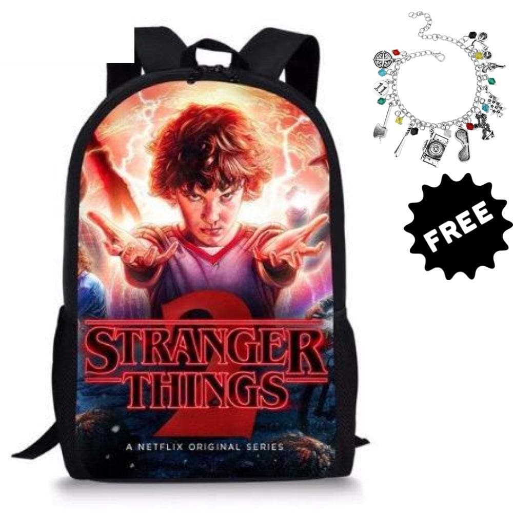 Stranger Things Backpack with Charm Bracelet INCLUDED AS A FREE GIFT,(E)