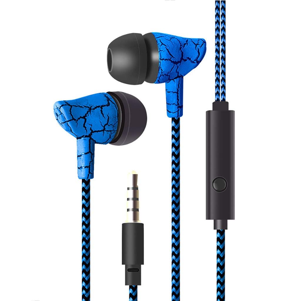 Amandaz 3.5mm in-Ear Stereo Earbuds Earphones with Cable Microphone Headset Universal All Mobile Phones (Blue)