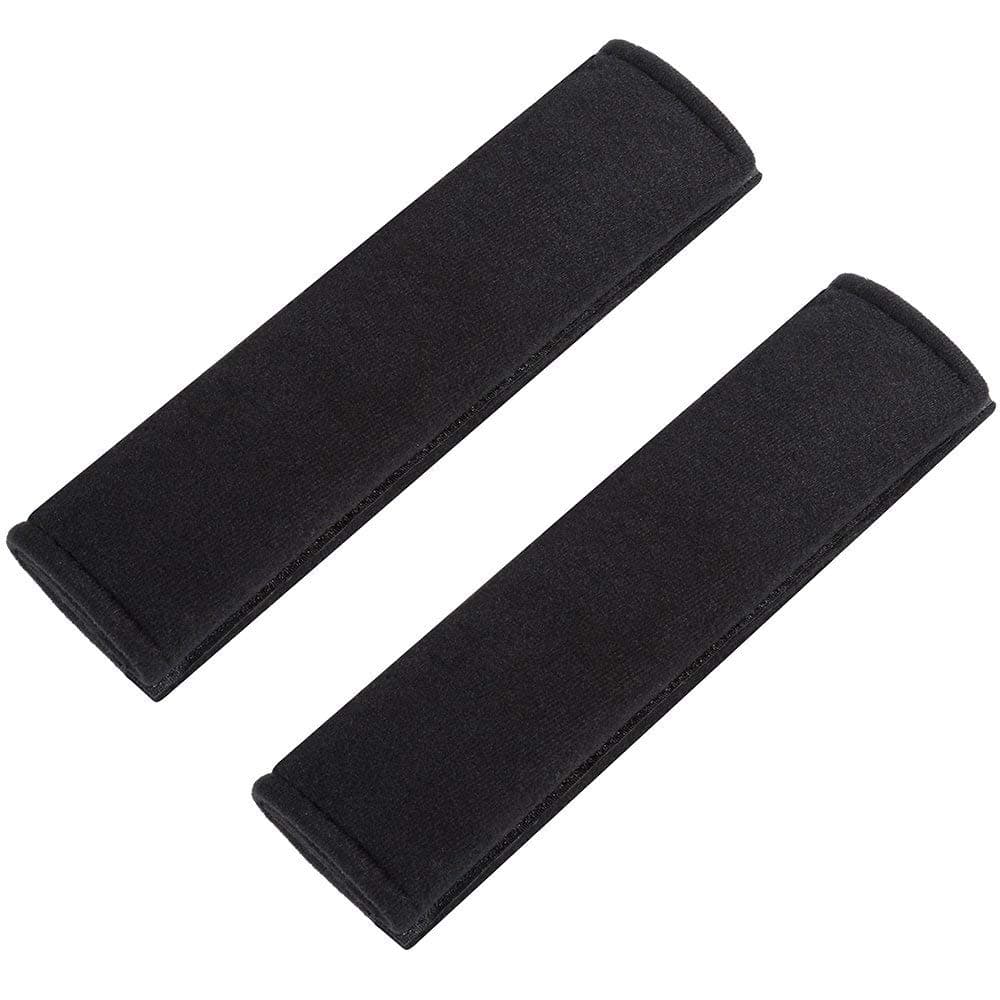 URAQT Car Seat Belt Pad Cover 2 Pack, Car Seat Belt Pads Safety Belt Strap Luggage Shoulder Pad for Adults and Children, Black