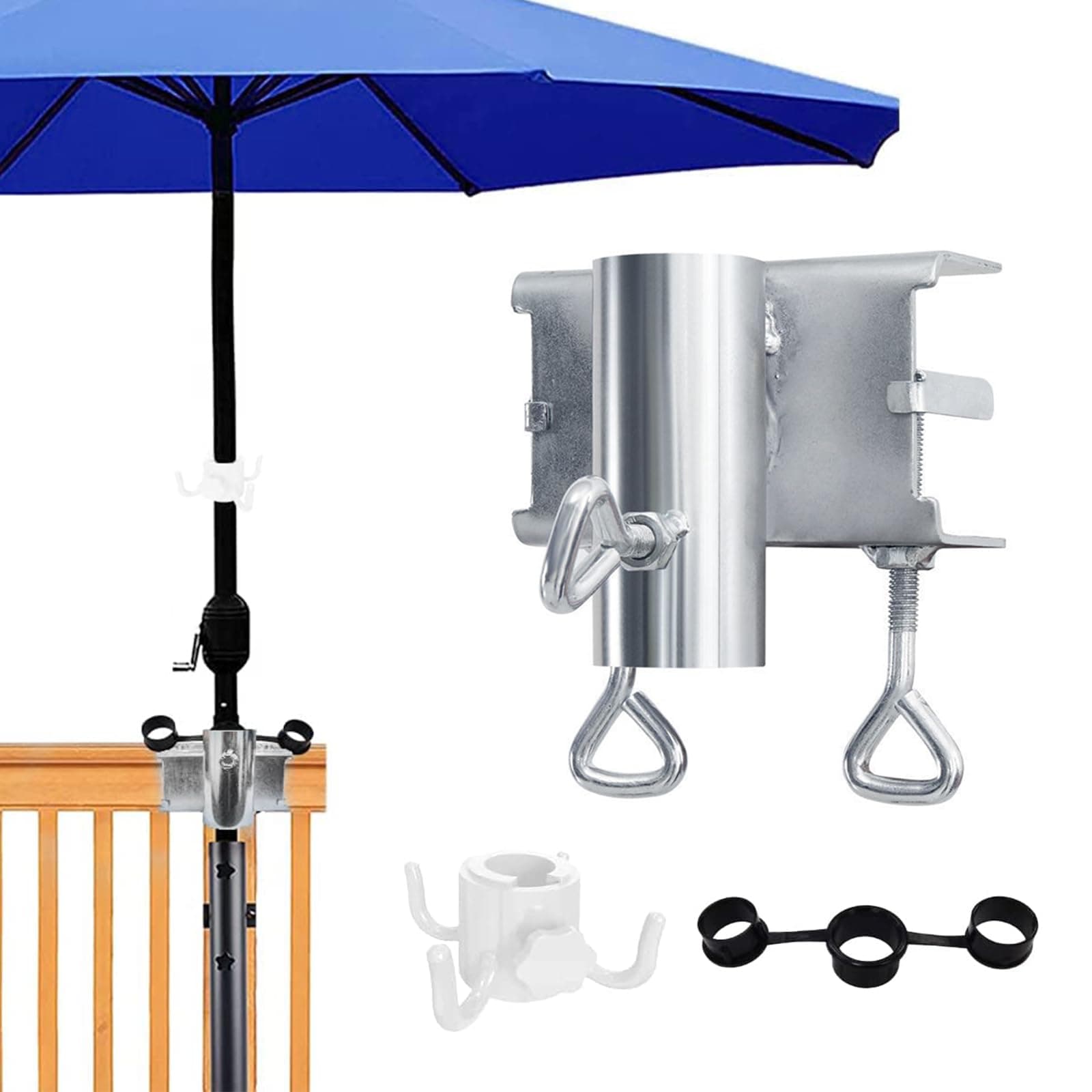 Tokenhigh Table Balcony Umbrella Holder Clamp,Sun Parasol Holder,Parasol Holder Balcony Railing,Adjustable,Diameter 25-38 mm,for Balcony Railing,Garden,Balcony,Patio or Table. (portrait)