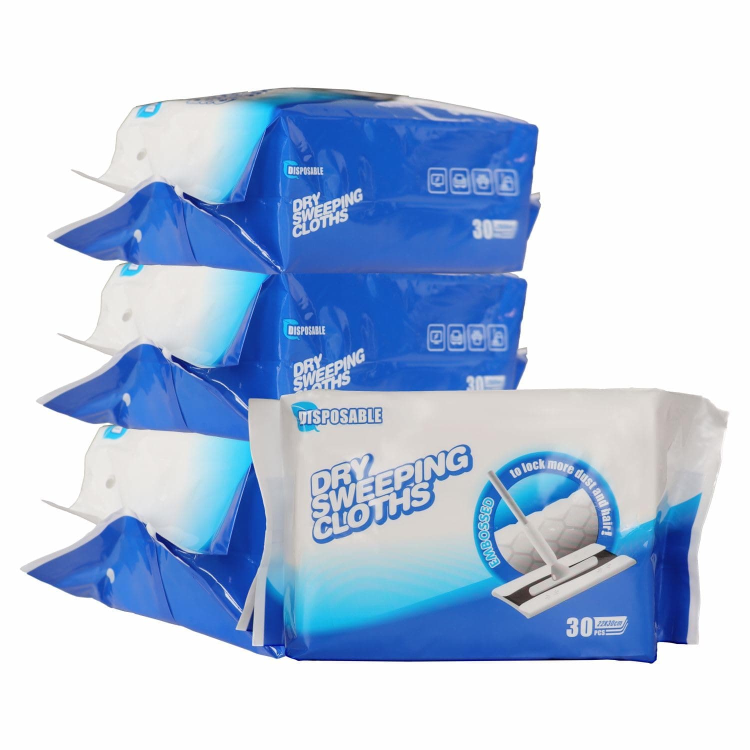 JEBBLAS Dry Sweeping Cloths,Dry Floor Wipes,Disposable Cloths,Clean and Away Dry Dusting Mop Cloths,Electrostatic Cloths for Flat Swivel Mop 30cm x 22cm,Pack of 120