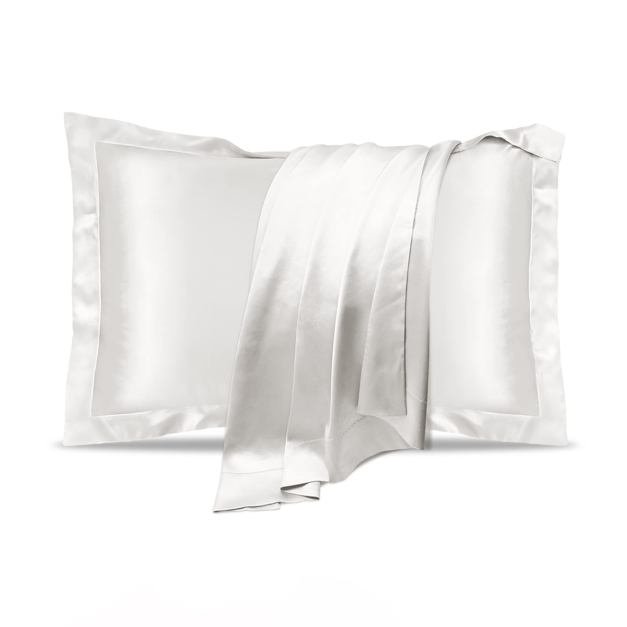 UQQU Natural Mulberry Silk Pillowcase for Hair and Skin Health, Standard Size 50 x 75 cm Pillow Case, Soft Smooth Cooling Premium Grade Silk Pillow Covers for Sleeping (White, 1 Pack)