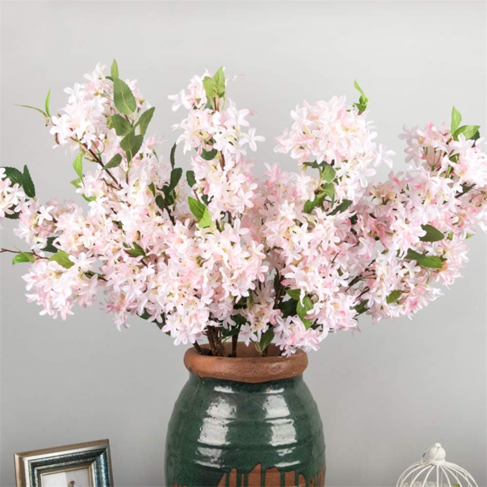 Qiaoqi Artificial Flower,Fake cross lilac cherry Silk Bridal Realistic Bouquet Christmas Party Home Hotel Office Garden Decorative