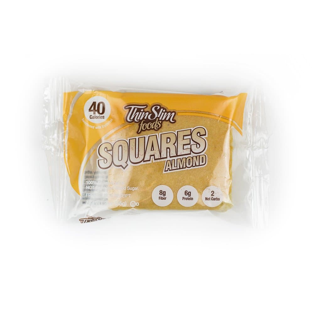 ThinSlim Foods Low Carb Keto Almond Squares - Low Calorie 4 Pack