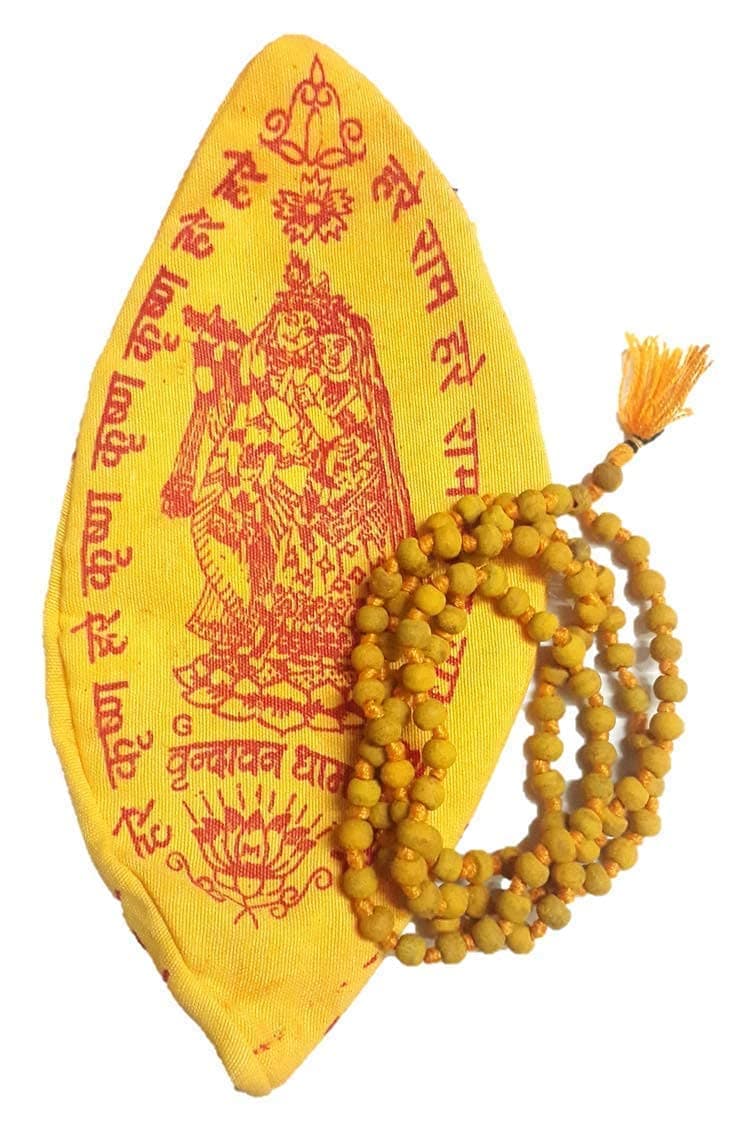 ismart Enterprises Haldi Mala/Natural Turmeric Mala/Haldi mala Original Baglamukhi mala Sadhna siddhi Jaap | jupitor jaapa | 108 +1 with Gaumukhi Jaap Bag || SM#480