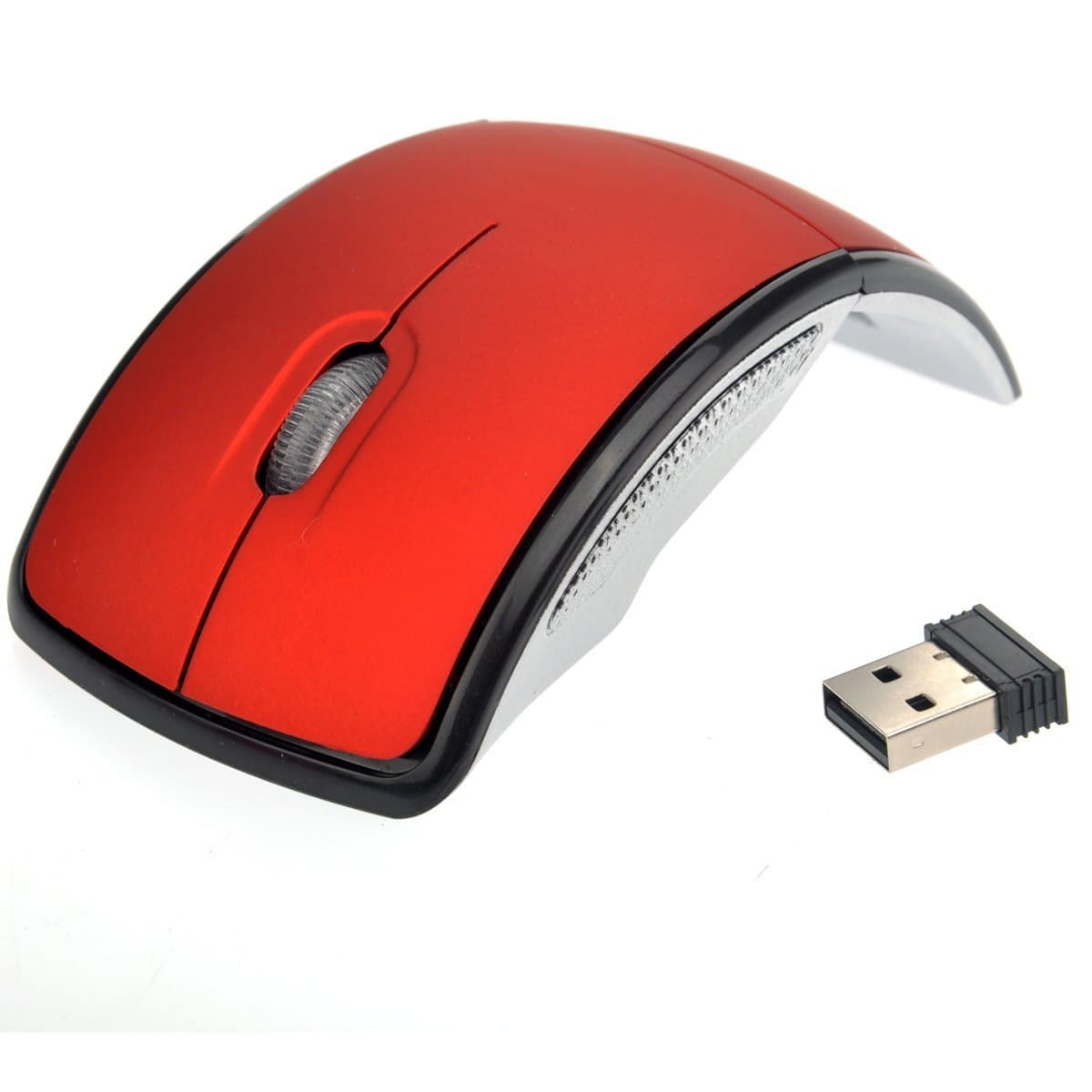 Yosenn 2.4Ghz Wireless Foldable Arc Optical Mouse For PC laptop Macbook (Red)