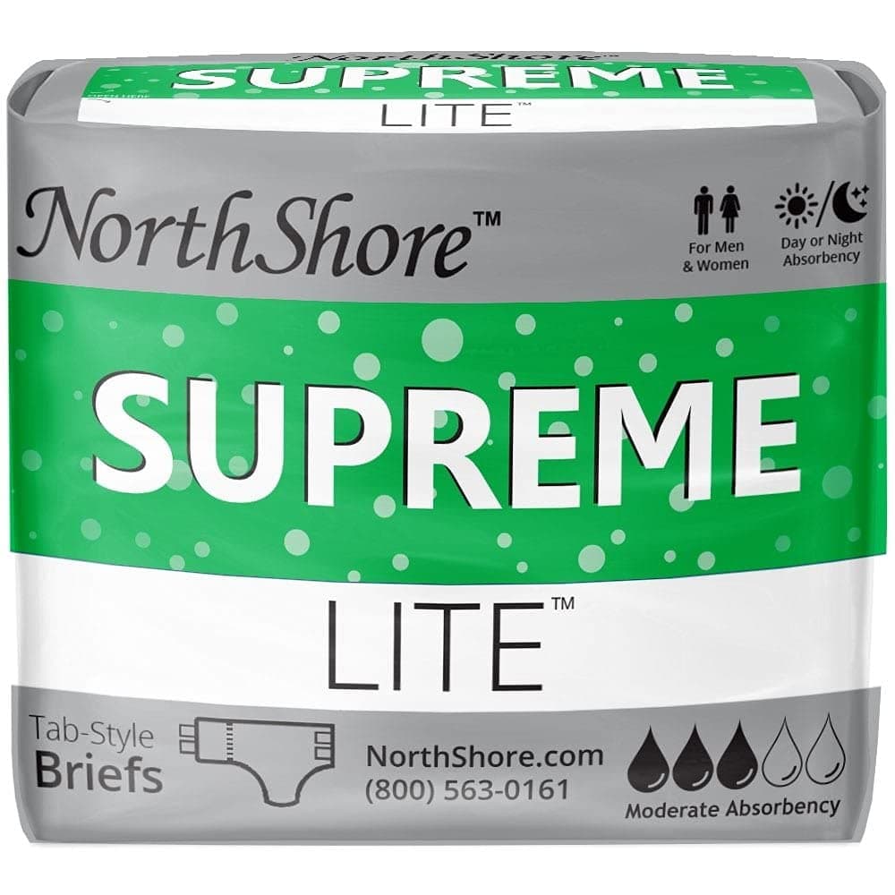 NorthShore Supreme Lite Tab-Style Briefs for Men and Women, Green, Medium, Pack/15
