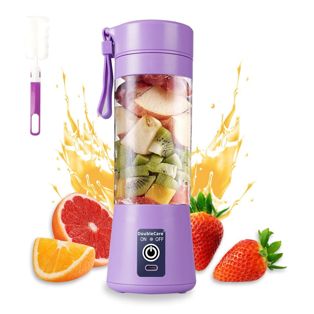 Portable Blender Cup, Electric USB Juicer Blender, Mini Blender, Portable Blender for Shakes and Smoothies, Juice, 380ml, 6 Blades, Perfect for Mixing, Light Purple