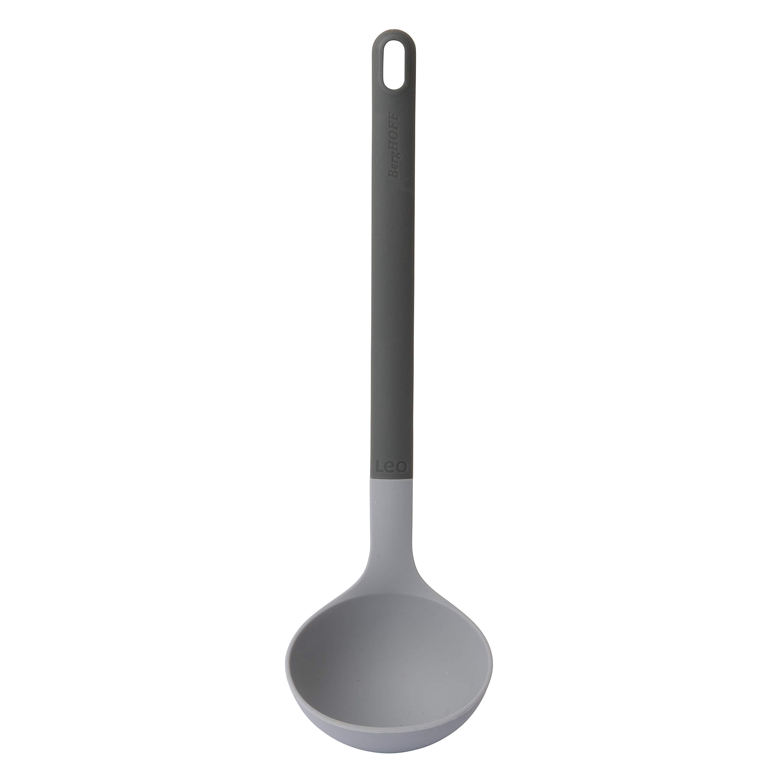 BerghoffLEO Non-stick Serving Ladle 12.5" Grey Silicone Head with Soft-touch Rubber Handle Dishwasher Safe