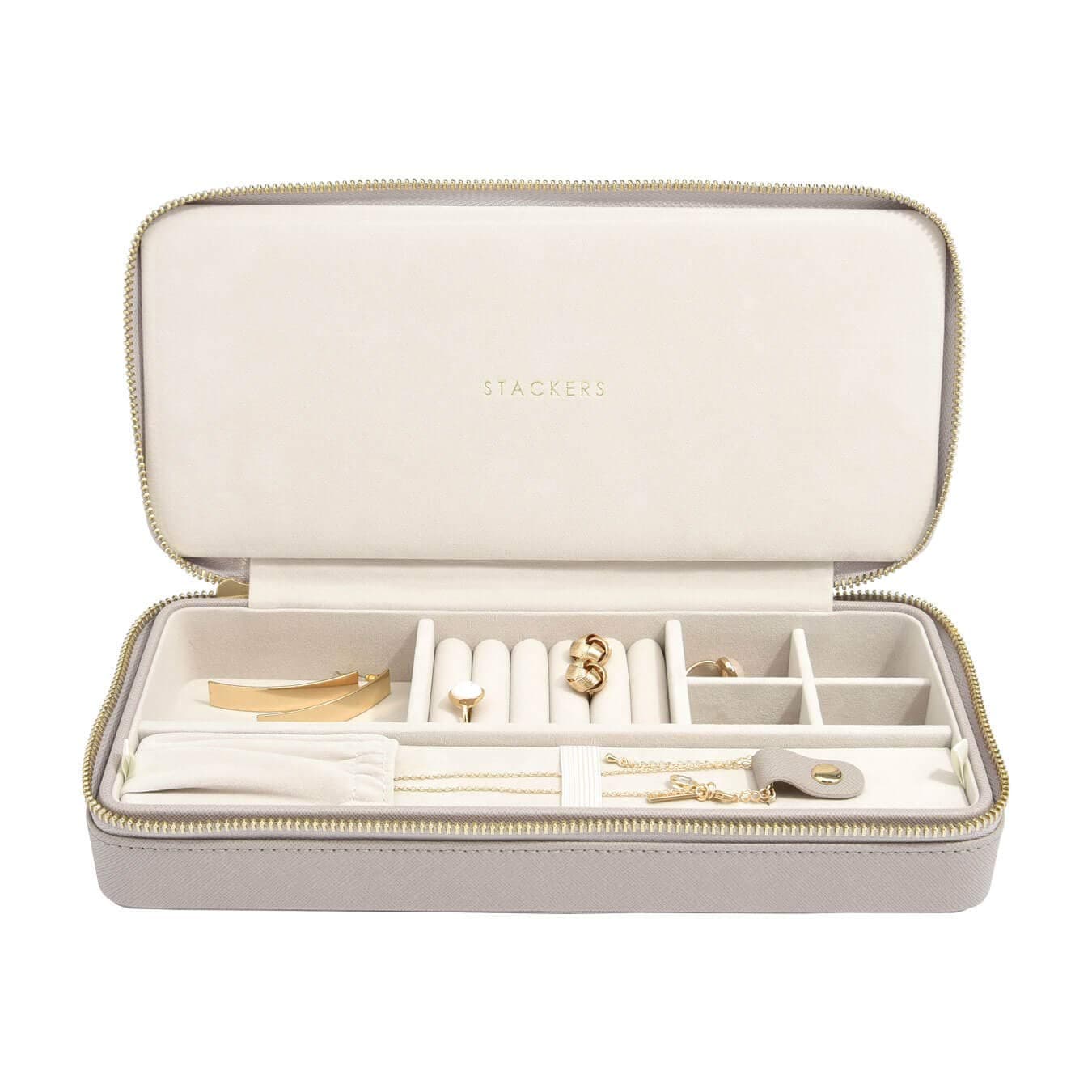 StackersStackers Sleek Necklace Zipped Travel Jewellery Box Taupe