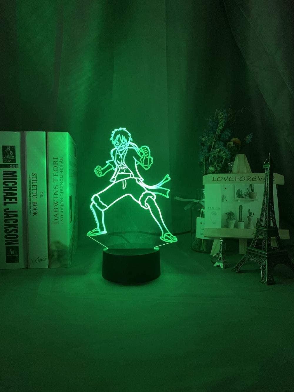 BTEVX 3D LED Night Light 3D Optical Illusion Lamp Touch One Piece Monkey D Luffy Figure 3D Illusion Night Light Led Sensor Nightlight for Kids Bedroom Decor Cool Table Lamp Anime