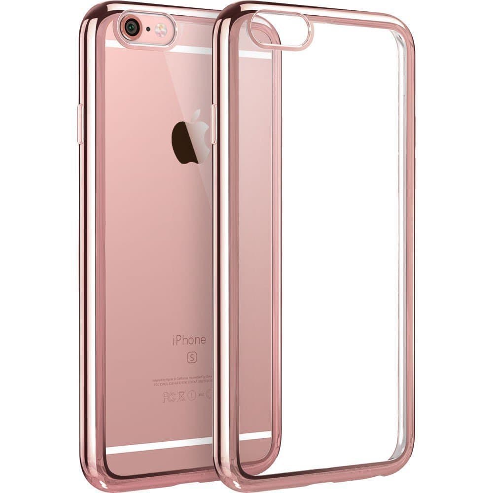 iPhone 6s/6 case, GooOodie [Twinkler Series] [Scratch Resistant] Premium Ultra-thin Transparent Soft TPU Bumper Silicone Case with Electroplate Frame- (Rose Gold)