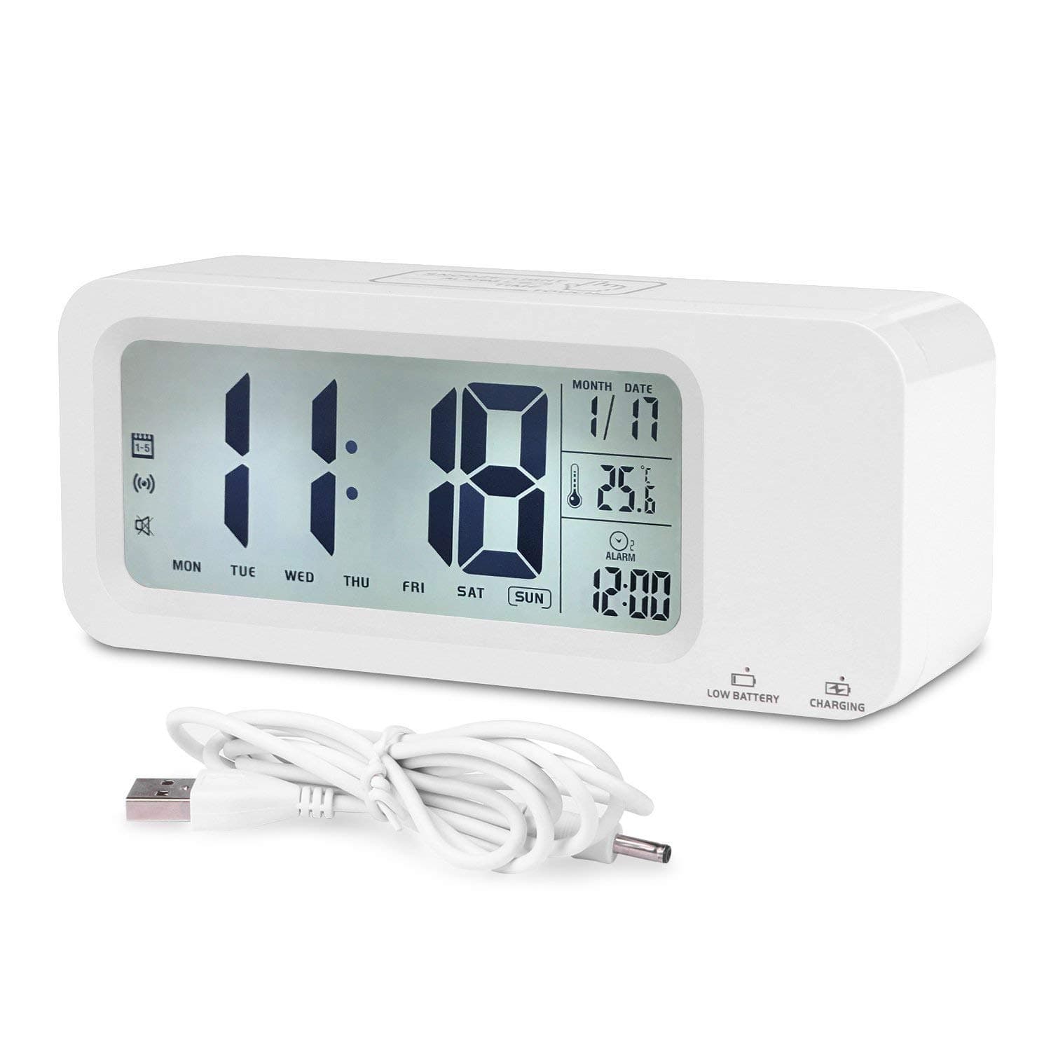 Digital Alarm Clock, Relohas Rechargeable Talking Clock with 3 Alarm Groups, Smart Touch Backlight