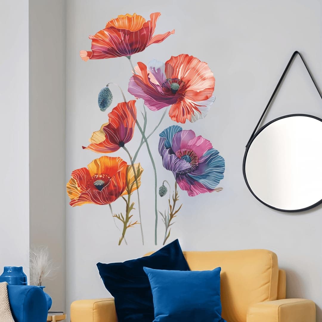 DIY Wall Decal Peeling and pasting, Detachable Mural, Vinyl Lotus, Girl Bedroom, Living Room, Bathroom Wall Art Decoration