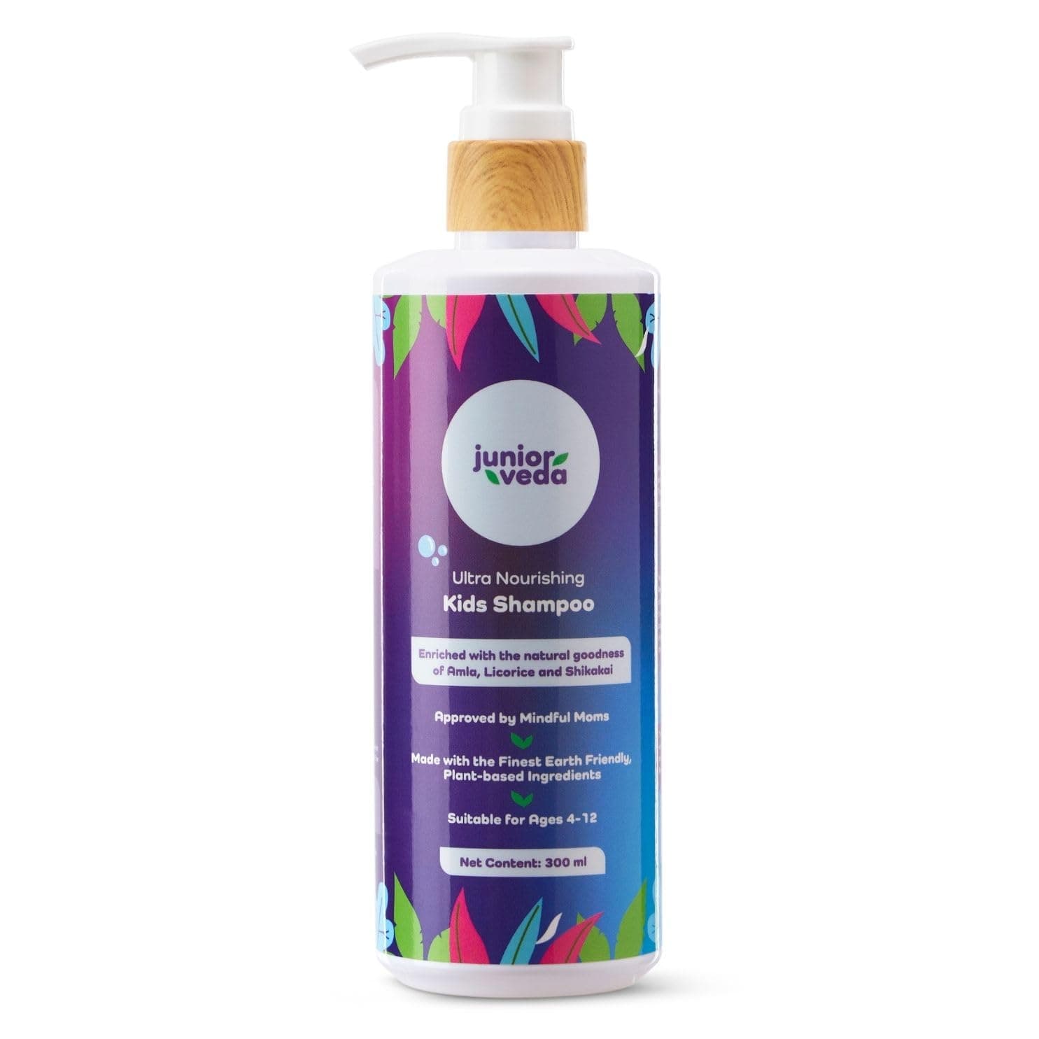 Nourishing Kids Shampoo crafted for Ages 4-12 | Plant-based, gentle hair cleanser for children | Unisex, pH Balanced, Free of all toxins | Enriched with Amla, Licorice & Shikakai
