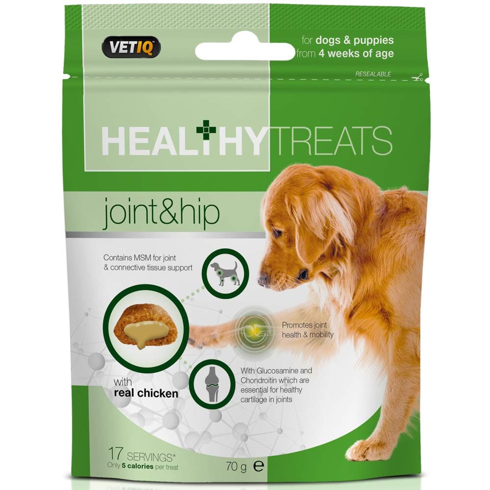 VetIQ Healthy Treats Joint & Hip Care, 4x 70g, Natural Dog Treats For Healthy Joints, No Artificial Flavours, Colours or Preservatives, Healthy Puppy Treats with Glucosamine, Chondroitin & MSM