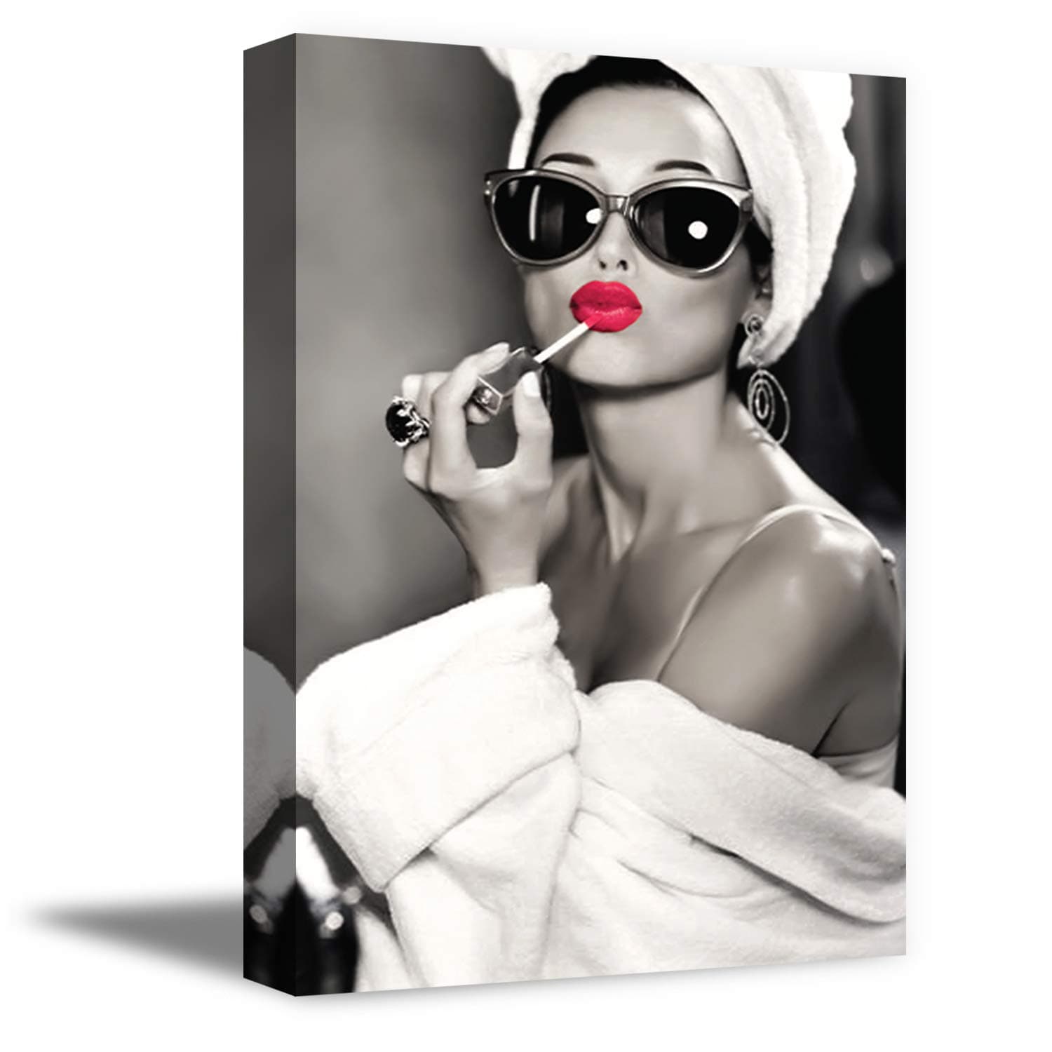 Funny Ugly Christmas Sweater Hepburn Fans New Audrey Hepburn Photo Canvas Pretty Lips Cute Hepburn Portrait Artwork 24" x 36" NO FRAME