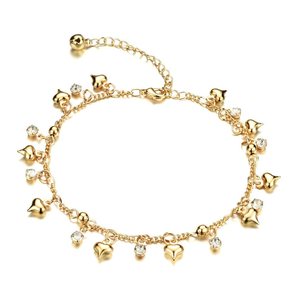 Heart Ankle Bracelet For Women Gold Adjustable Beach Chain Anklet Foot Jewelry