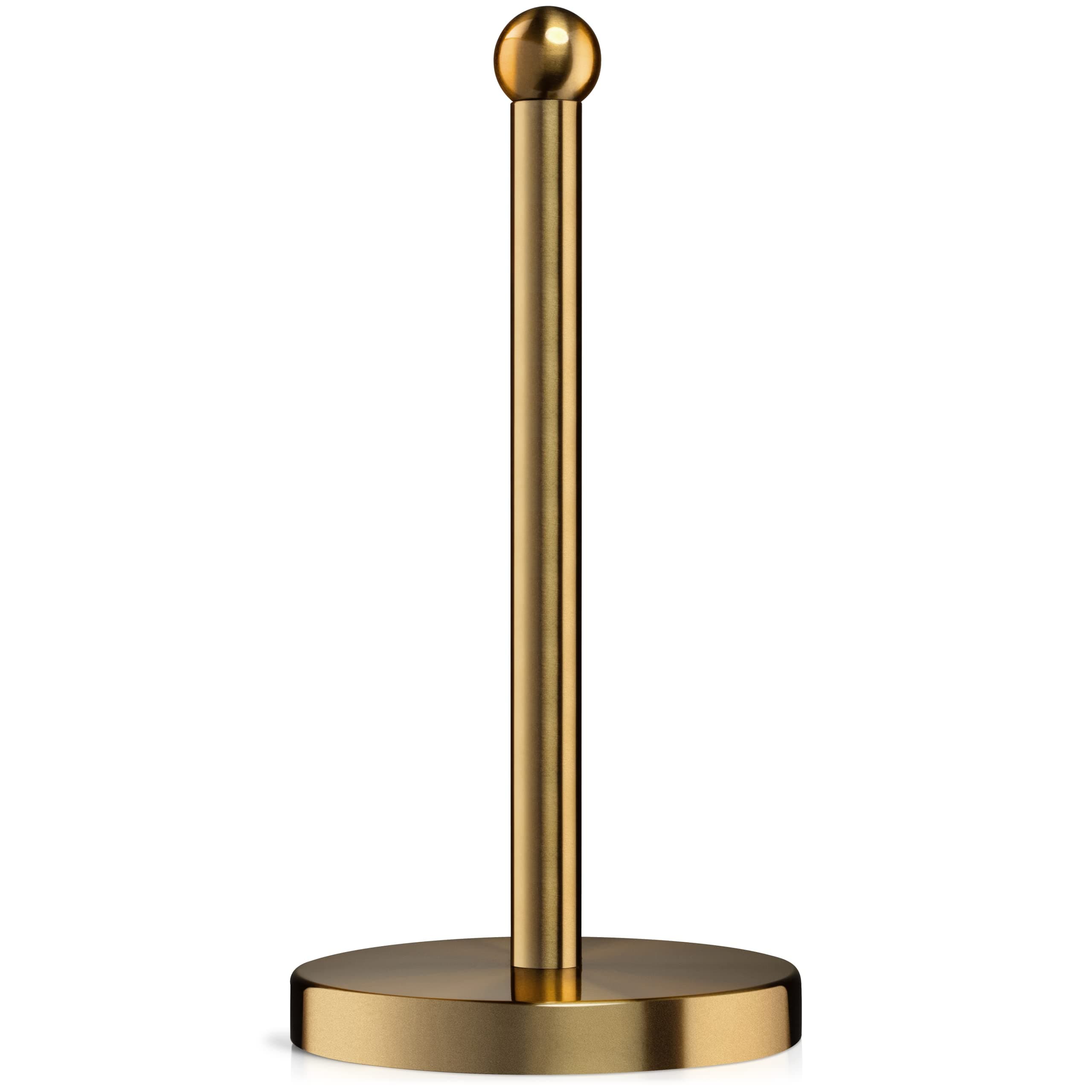 Modern Touch Accents Paper Towel Holder Countertop – Hand Towel Dispenser with Weighted Non-Slip Base for Kitchen, Countertop & Bathroom - Easy One-Handed Tear Kitchen Towel Holder (Brushed Gold)