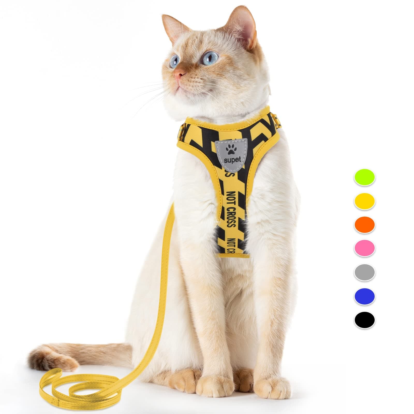 Supet Cat Harness and Leash Escape Proof, Adjustable Cat Vest Harness and Leash Set for Walking, Pet Harness with Reflective Trim for Puppies Small Dogs