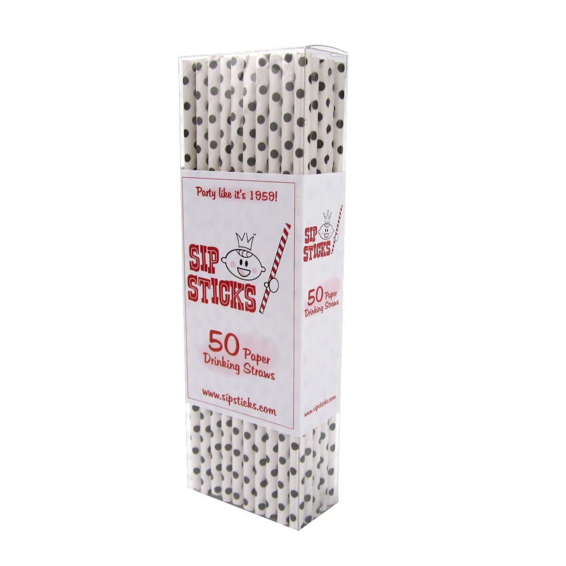 SipSticks Paper Drinking Straws Biodegradable - Black Mini Dots by SipSticks