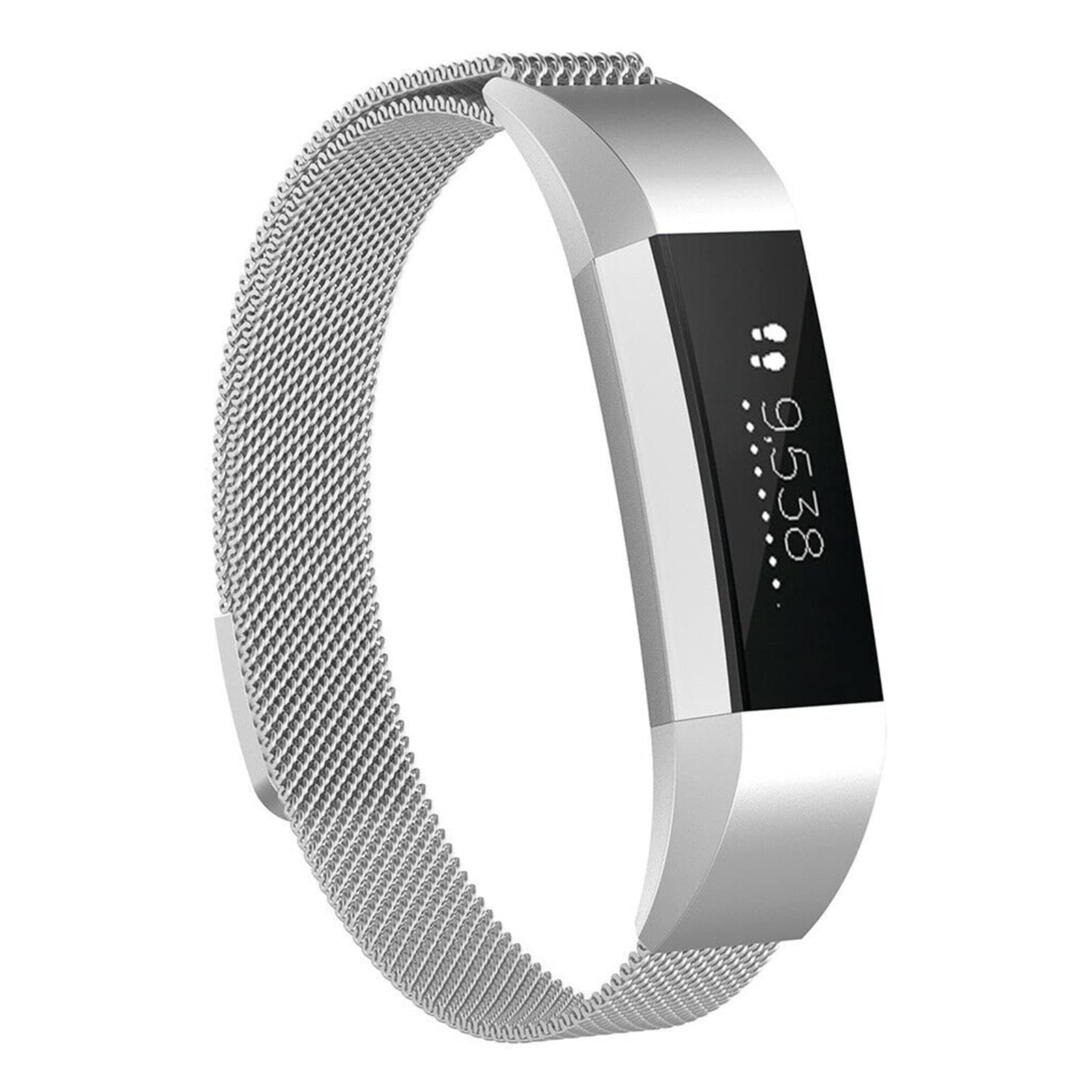 LAREDTREE Metal Loop Bands Compatible with Fitbit Alta/Fitbit Alta HR, Breathable Stainless Steel Loop Mesh Magnetic Adjustable Wristband for Women Men