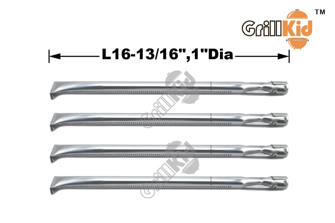 Grillkid BS364 Stainless Steel Burner for Select Grill Items by Sterling Forge, Costco Kirkland, Nexgrill, Charmglow, Perfect Glo, Permasteel, Compatible with Part #10361, CTB1, BBQ49008, Set of 4