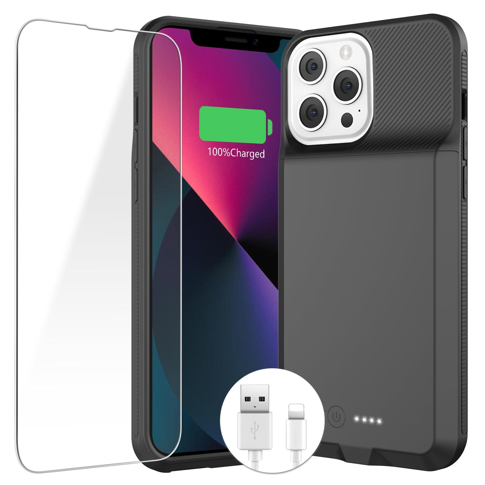 ZENEE Battery Case for iPhone 13/13 Pro/14/14 Pro, 2024 Upgraded 7000mAh Portable Extended Charger Case Cover for iPhone 13/13 Pro/Charging Case ，Black