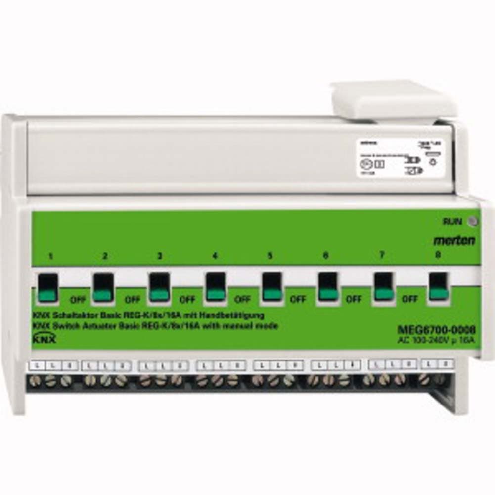 Merten KNX Switch actuator Basic Unit/8x 16 A with Handle in Light Grey, MEG6700 0008