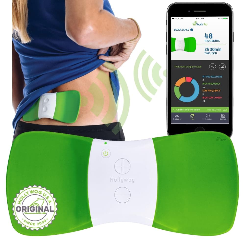 Hollywog WiTouch Pro TENS Machine for Back Pain Relief, Includes 3 Pair of Reusable Gel Pads