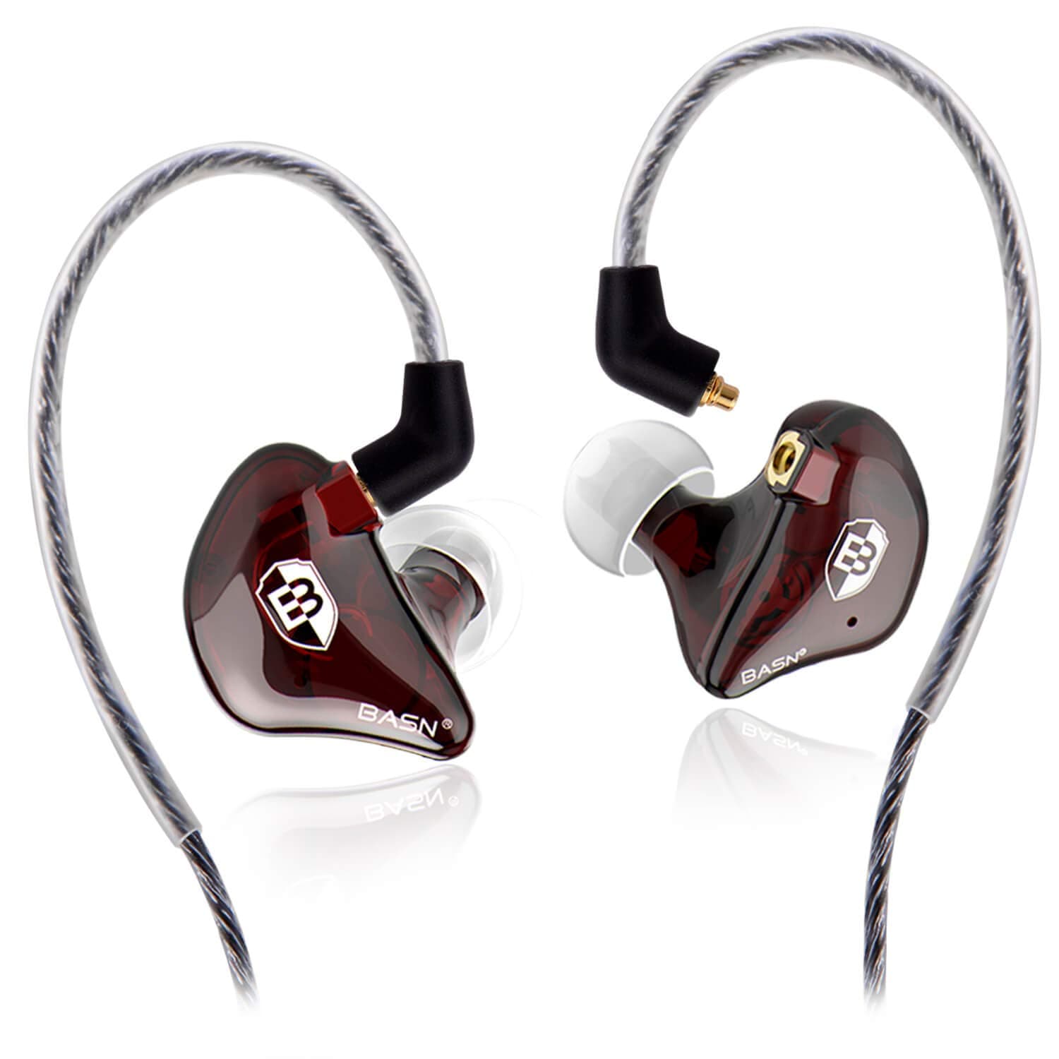High-Definition in Ear Monitor Headphones for Musicians with Detachable MMCX Earbuds; Dual Dynamic Drivers and Noise-Isolating (Red)