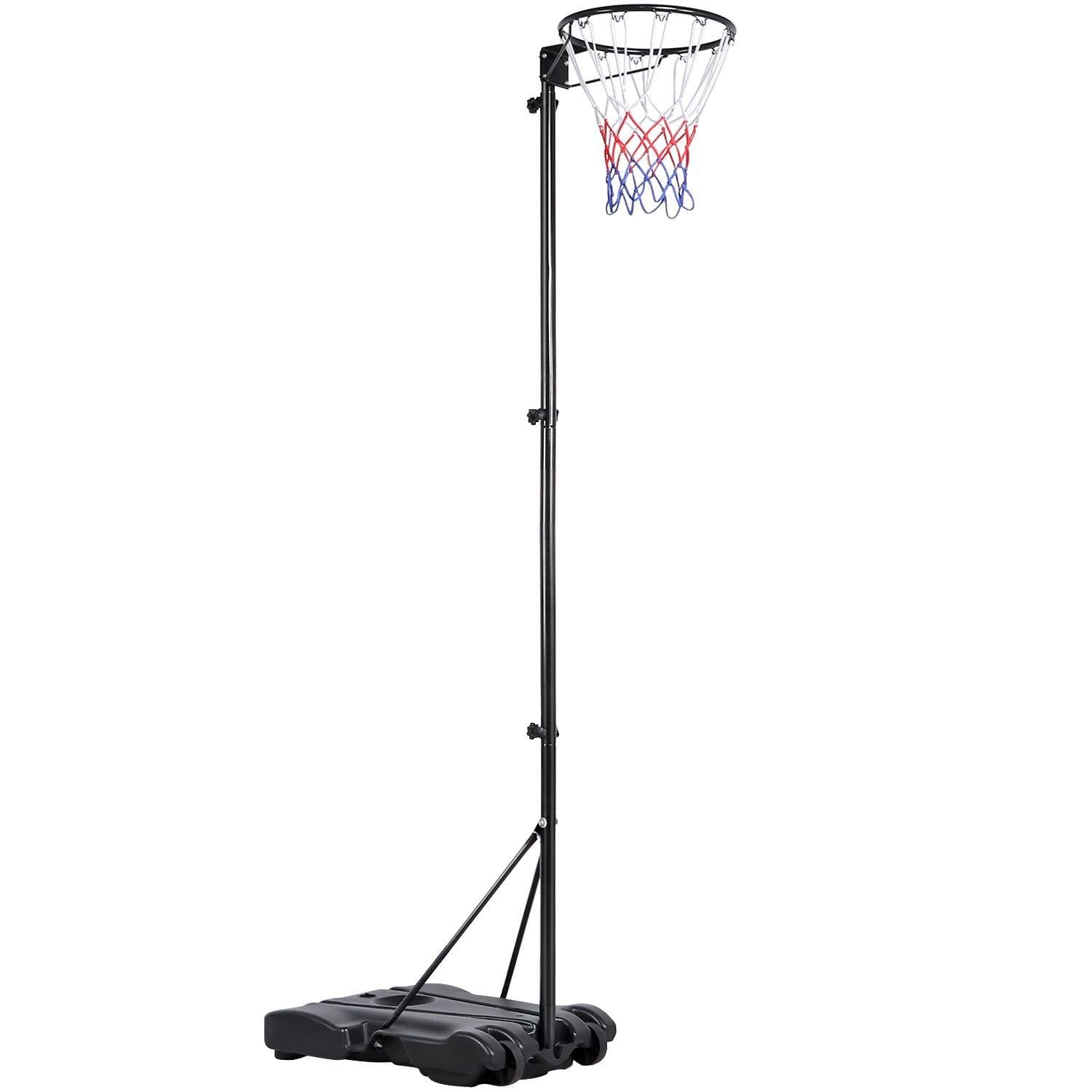 Yaheetech Netball Post, Height Adjustable Stand 245.5-305 cm, Portable Regulation Hoop, Full Size Basketball Net Set for Training