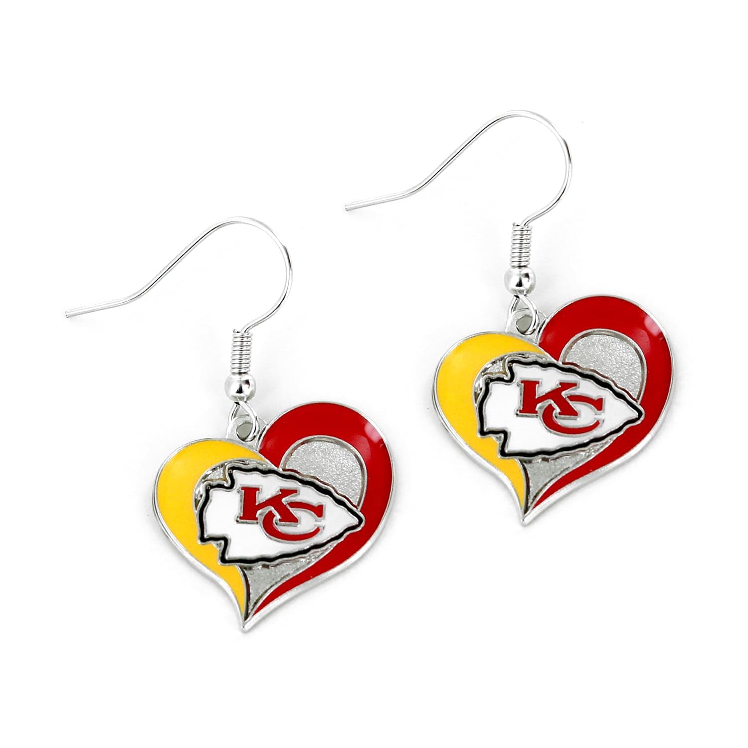 womens NFL Kansas City Chiefs Swirl Heart Earrings Multi, One Size