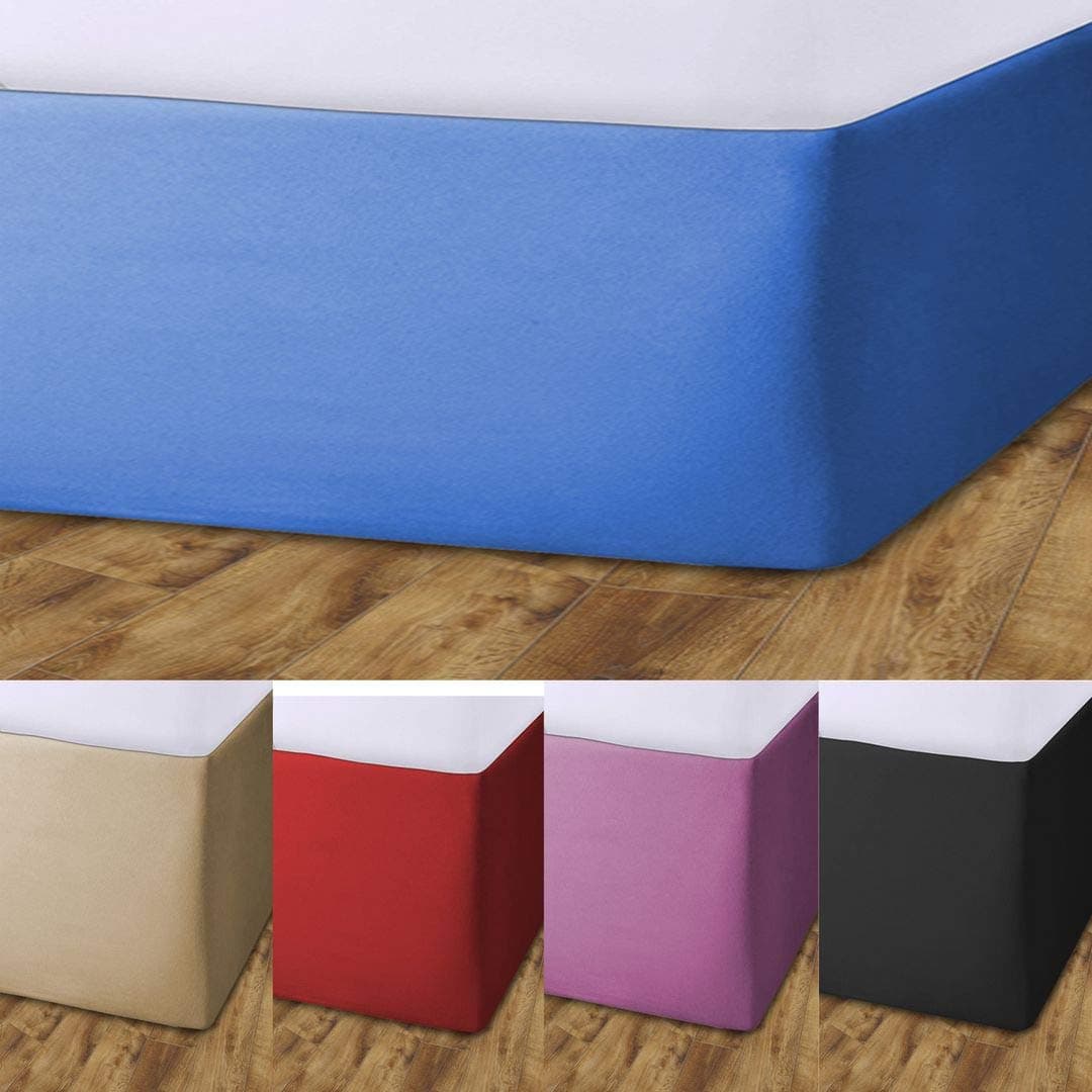 John Aird Elasticated Bed Valance Divan Base Cover Skirt (Blue, Double)