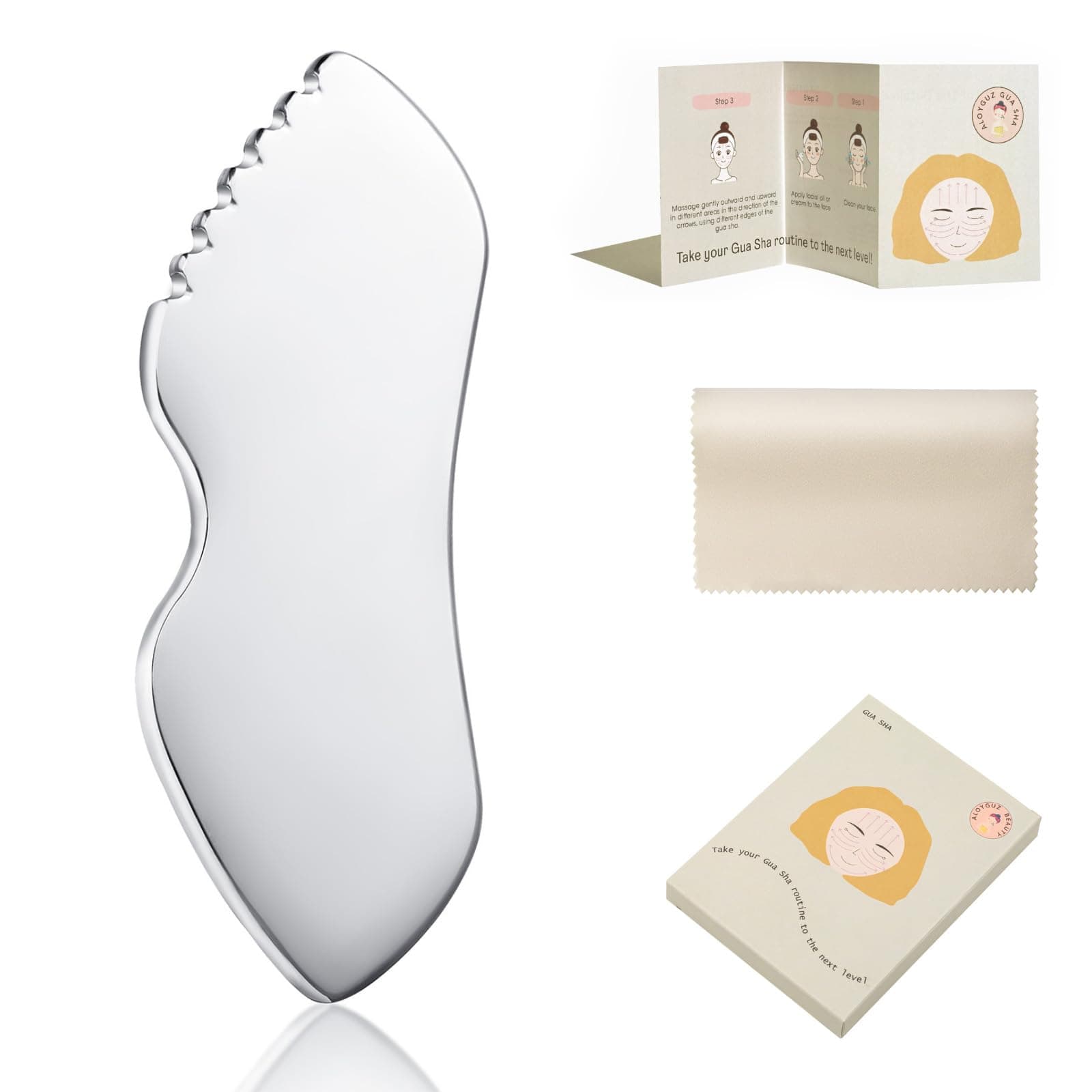 Stainless Steel Gua Sha Facial Tools Metal Detail Gua Sha Stone Body Lymphatic Drainage Massager Face Guasha Face Sculpting Tool Skin Care
