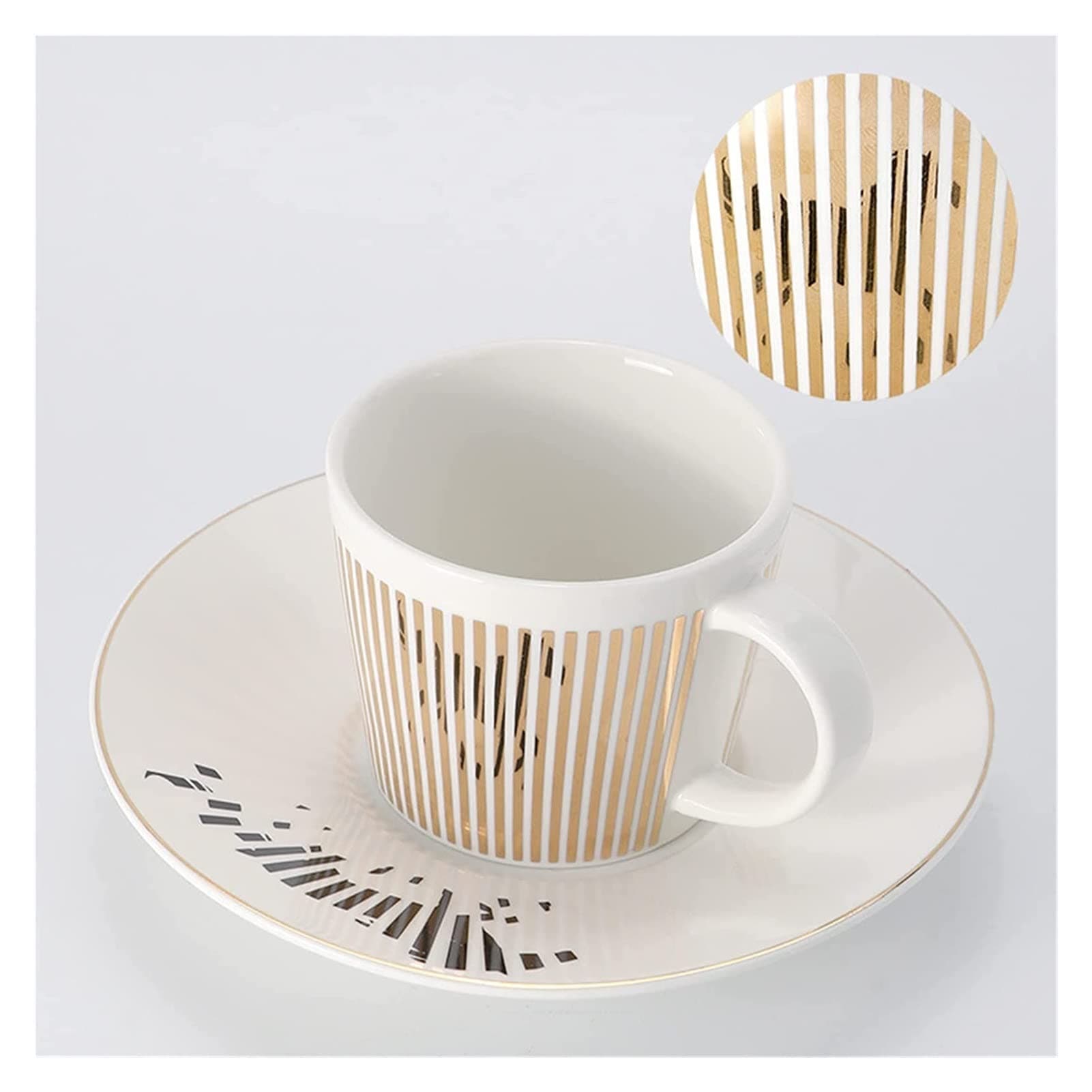 DWhuiCoffee Cups,Moving Reflection Creative Coffee Cup, Ceramic Tea Cup And Saucer Set