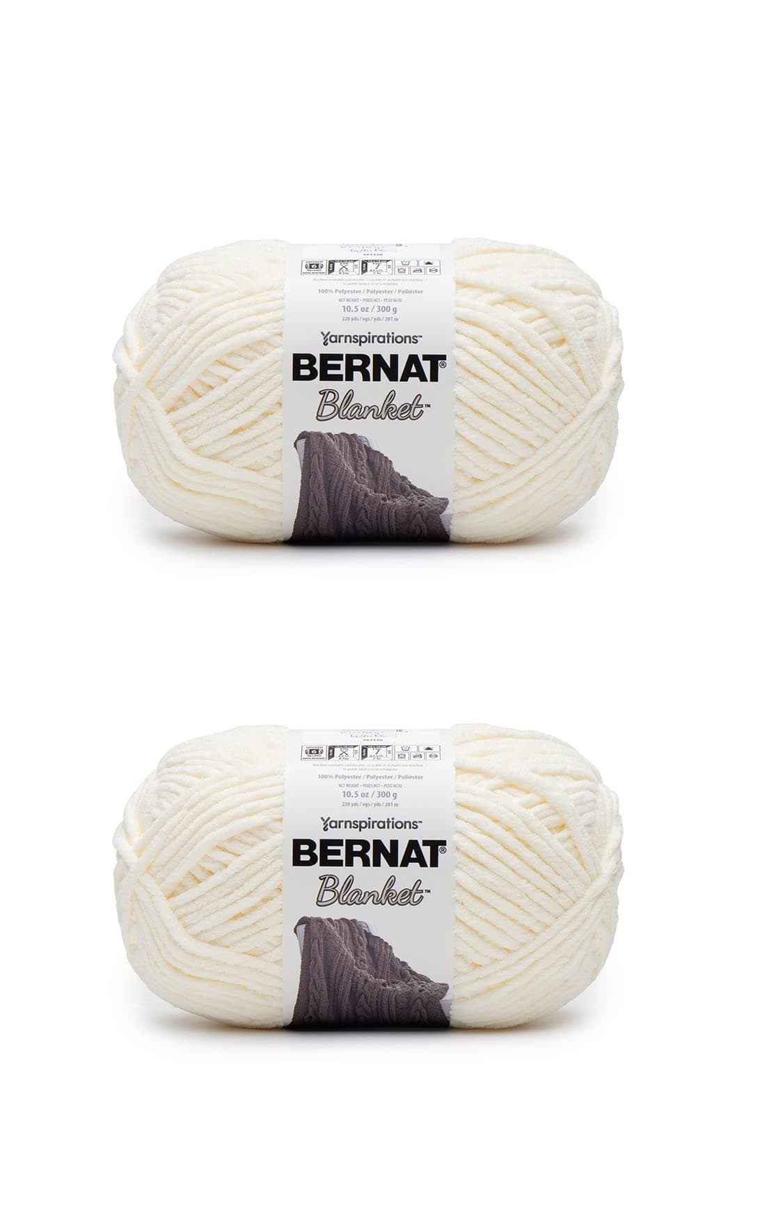 Blanket Vintage White Yarn - 2 Pack of 300g/10.5oz - Polyester - 6 Super Bulky - 220 Yards - Knitting/Crochet