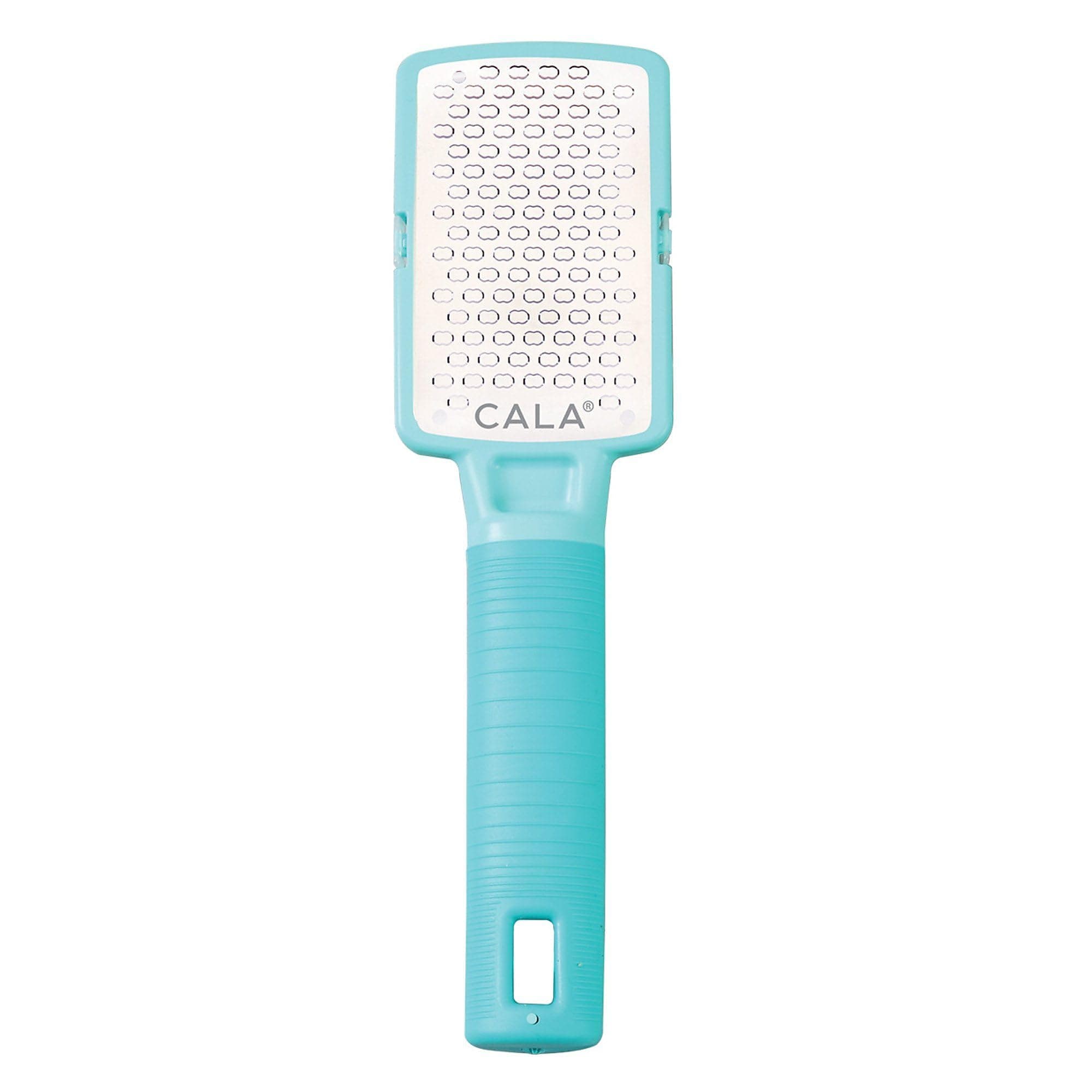 CALA Silky Glide Pro Callus Remover Foot File (Aqua), Stainless Steel Micro-File with Wide Surface for Wet or Dry Skin, Soft Grip Handle for Comfort & Control, Reusable Travel Tool