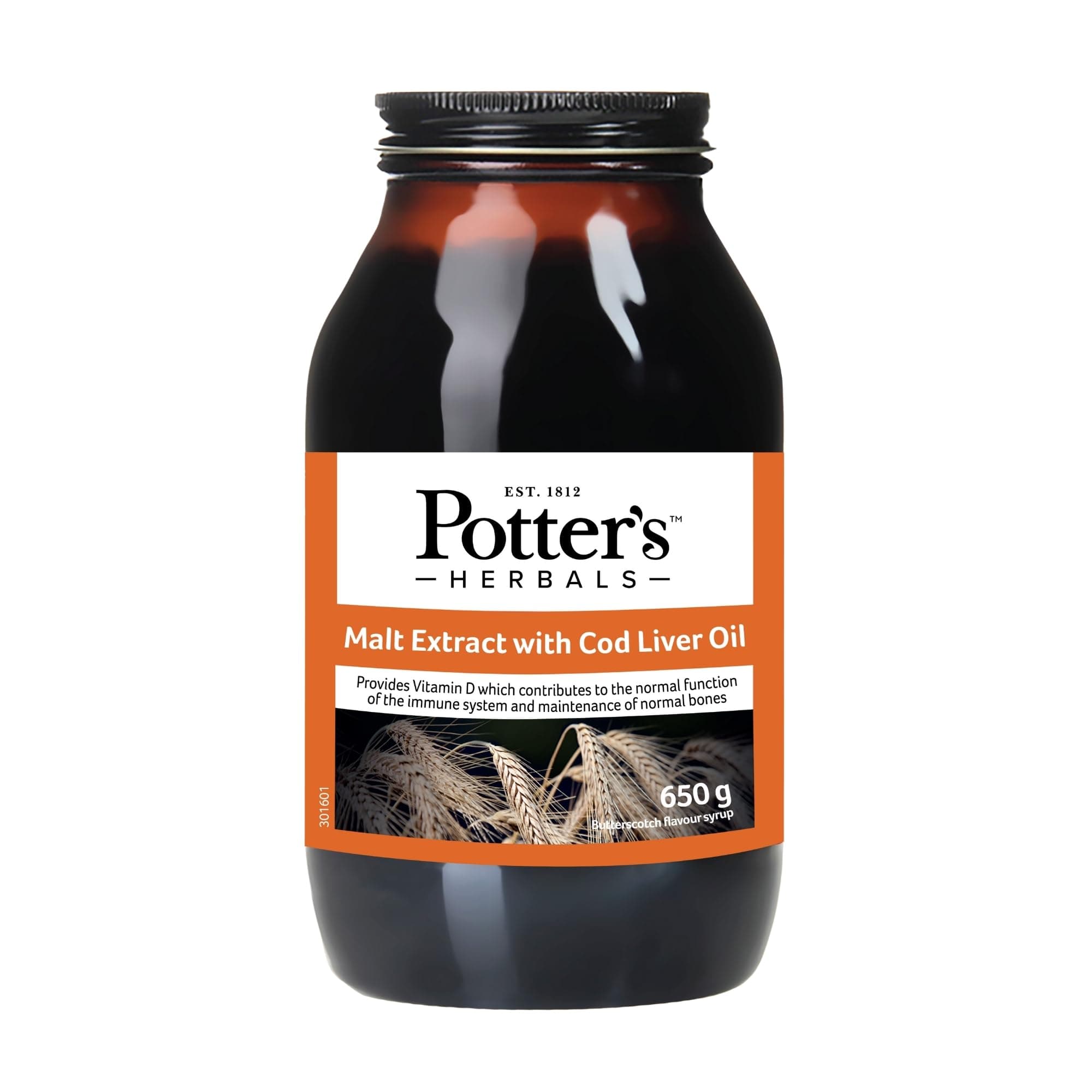 Potter's Herbals - Malt Extract with Cod Liver Oil - Butterscotch Flavour - 650g