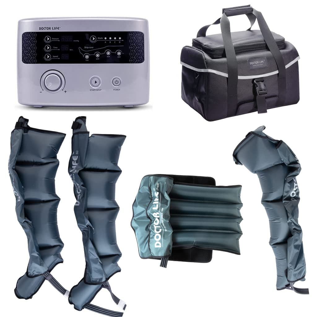 DOCTOR LIFE LX9max Full Body (A) - Sequential Air Compression Recovery System : Device + Legs (L) + Arm + Waist + Bag