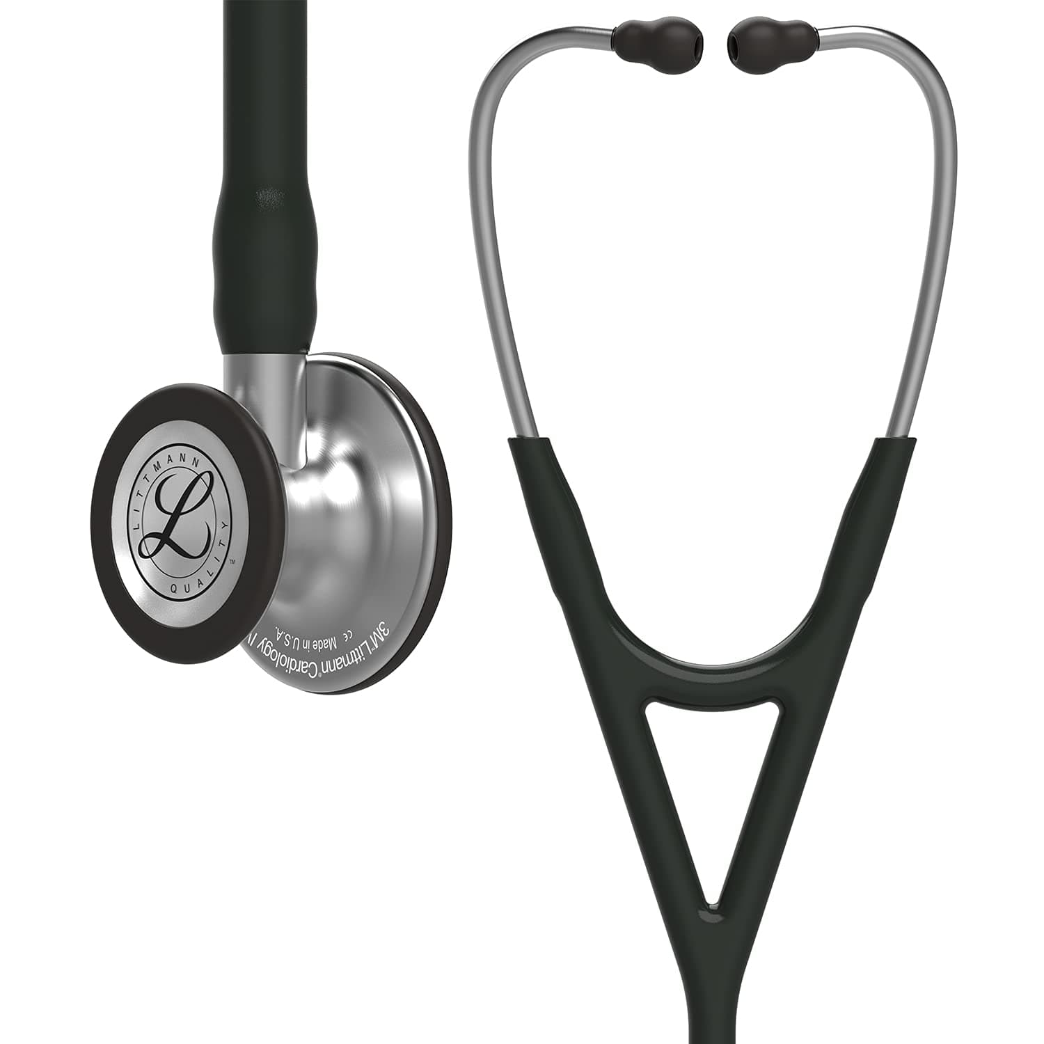 Cardiology IV Diagnostic Stethoscope, Standard-Finish Chestpiece, Black Tube, Stainless Stem and Headset, 27 inch, 6152