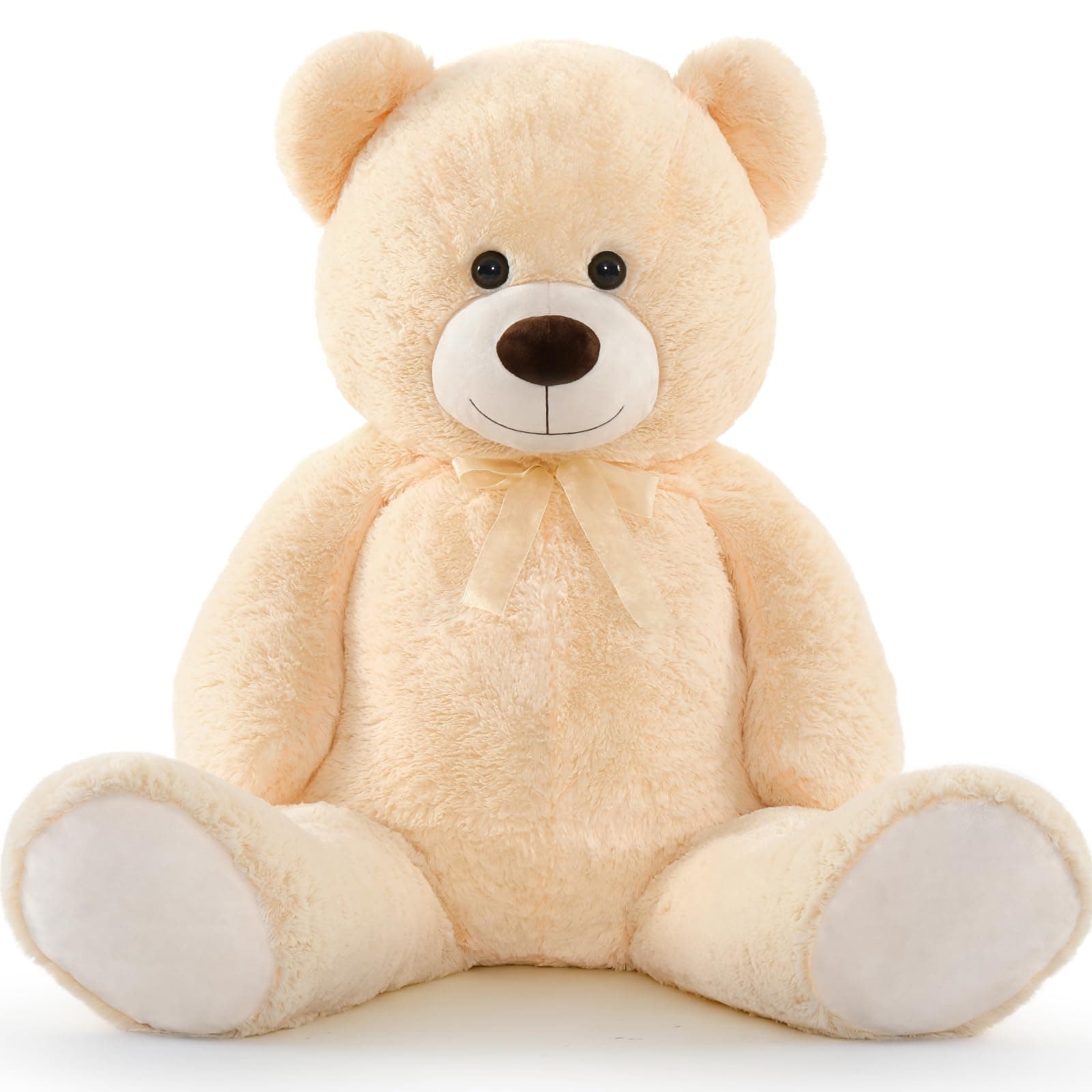 Tezituor Giant Teddy Bear Stuffed Animal 51in, Big Stuffed Bear Plush for Baby Shower, Cuddly Soft Large Teddy Bear for Kids, Girlfriend on Birthday, Valentine, Christmas（Beige）