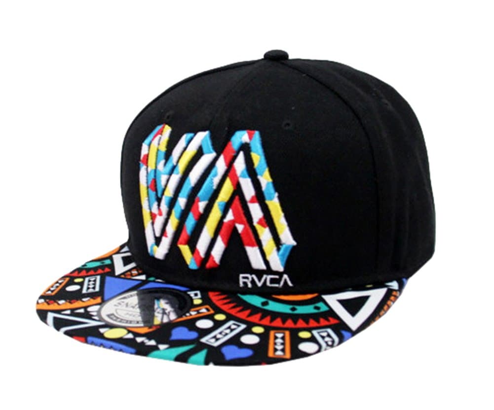 Doture Mens Fashion VA Muliticor Print 6 Panel Street Dancing Hat Baseball Cap Black